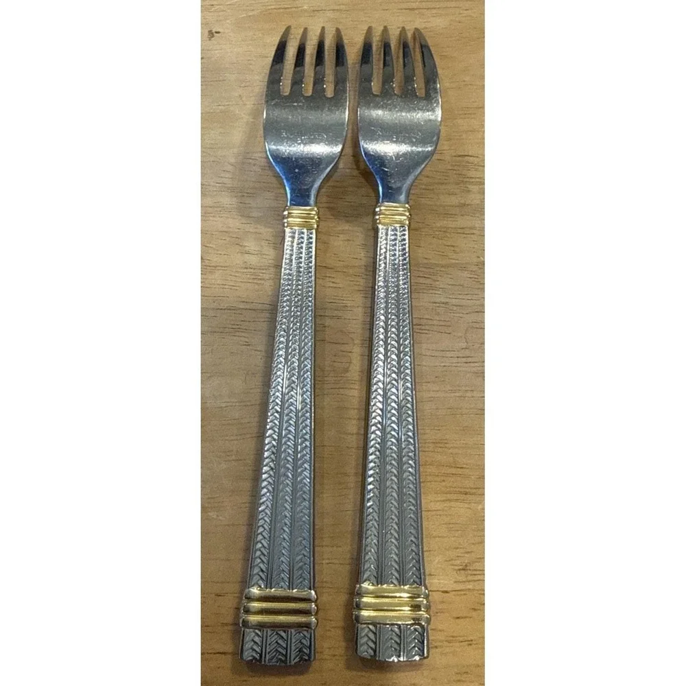 Ralph Lauren Golden Wainwright Stainless Steel 2 Dinner Forks Fork 1991‎ Vintage